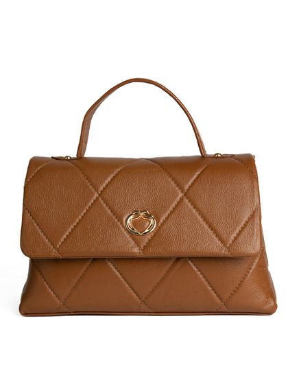 Bolsa Tote Caramelo Couro Alça Transversal Removív... - SAGIAN