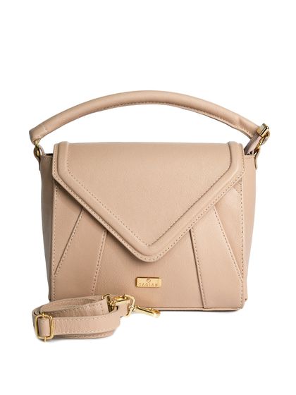 Bolsa Tote Bege Couro Alça Transversal Removível M... - SAGIAN