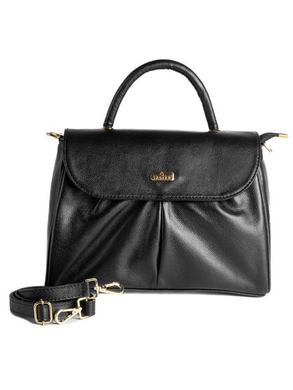 Bolsa de Mão Preta em Couro com Alça Tiracolo Médi... - SAGIAN