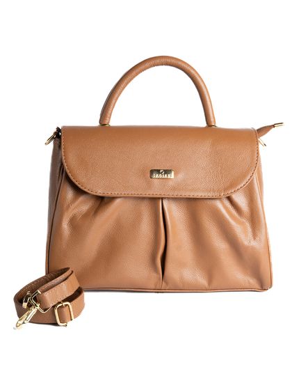 Bolsa de Mão Caramelo em Couro com Alça Tiracolo M... - SAGIAN