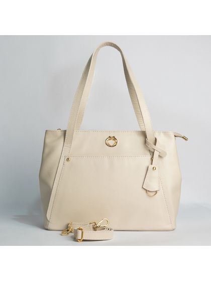 Bolsa Tiracolo Off White Couro Alça Removível Gran... - SAGIAN