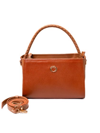 Bolsa Tote Caramelo Couro Alça Transversal Removív... - SAGIAN