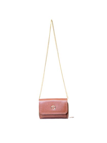 Bolsa Jana Night Marrom Conhaque Couro Pequena - SAGIAN