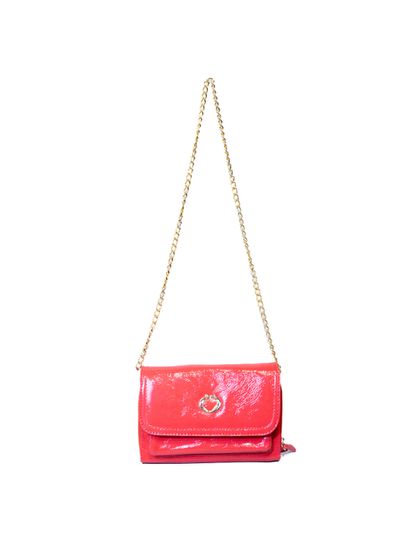 Bolsa Jana Night Vermelho Morango Couro Verniz Peq... - SAGIAN