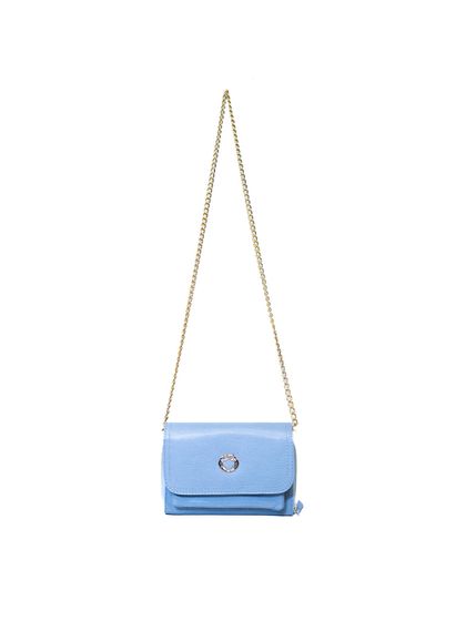 Bolsa Jana Night Azul Hortênsia Couro Pequena - SAGIAN