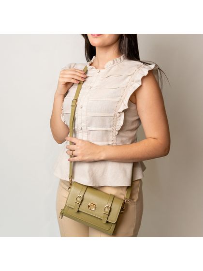 Bolsa Tiracolo Verde Pistache Couro Pequena Érica - SAGIAN