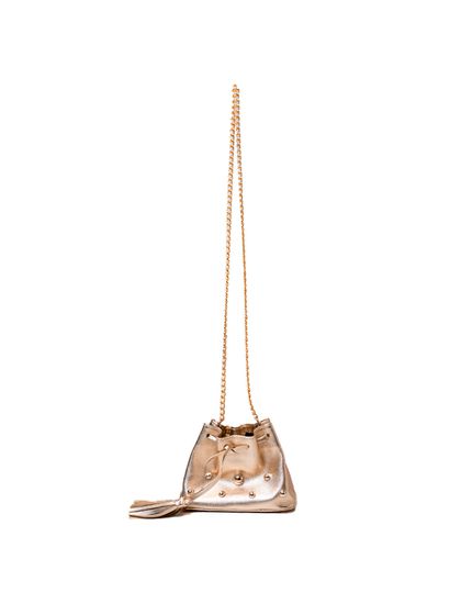 Bolsa Tiracolo Dourada Couro Pequena Luiza - SAGIAN