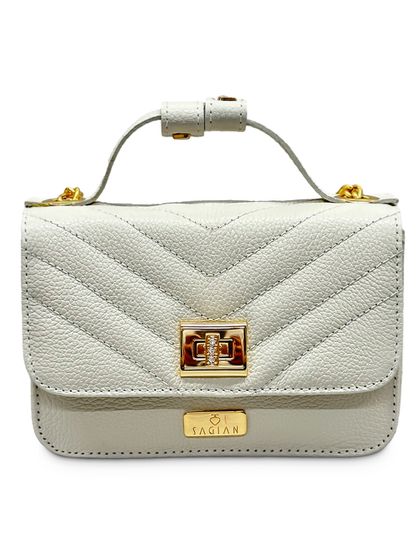 Bolsa Tiracolo Off White Débora Couro Pequena - SAGIAN