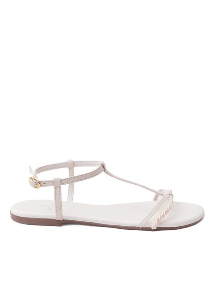 Sandália Rasteira Off White Trança Couro - SAGIAN