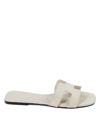 Sandália Rasteira Off White Hellen Couro - SAGIAN