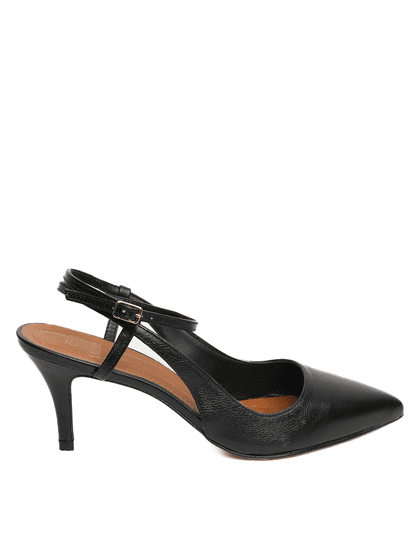 Slingback Scarpin Preto Salto Fino - SAGIAN