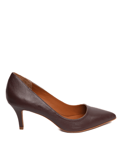 Scarpin Marrom Salto Fino Couro - SAGIAN