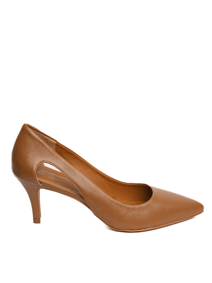 Scarpin Caramelo Salto Fino Couro - SAGIAN