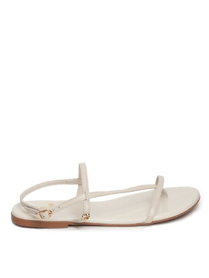 Sandália Rasteira Off White Couro - SAGIAN