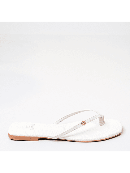 Sandália Rasteira Off White em Couro - SAGIAN