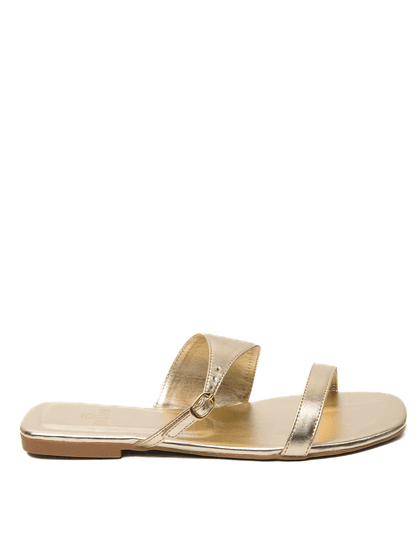 Sandalia Rasteira Couro Ouro Light - SAGIAN