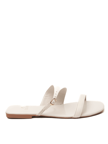 Sandália Rasteira Off White Couro - SAGIAN