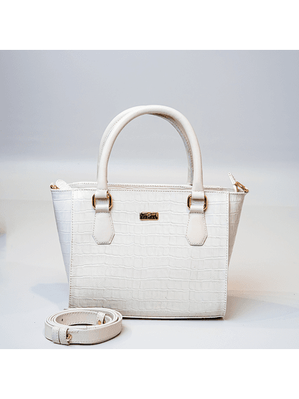 Bolsa Tote Croco Off White Couro - SAGIAN