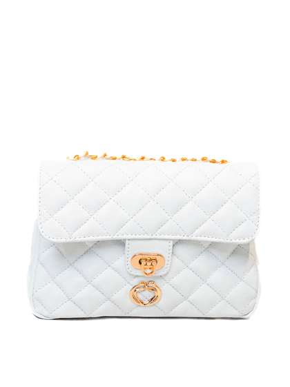 Bolsa Tiracolo Branca Couro Matelassê Média Tati - SAGIAN