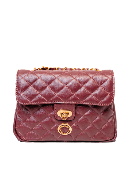 Bolsa Tiracolo Vinho Couro Matelassê Média Tati - SAGIAN