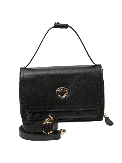 Bolsa Preta Tiracolo Couro Jana Pequena - SAGIAN