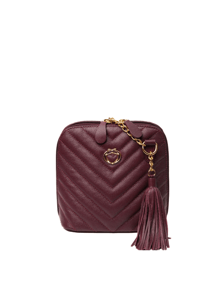 Bolsa Tiracolo Vinho Matelassê Couro Pequena - SAGIAN