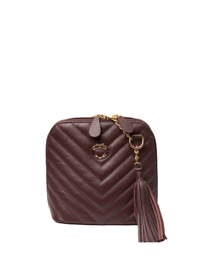 Bolsa Tiracolo Marrom Matelassê Couro Pequena - SAGIAN