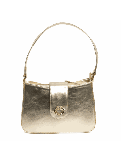 Bolsa Tiracolo Dourada em Couro Pequena Mari - SAGIAN