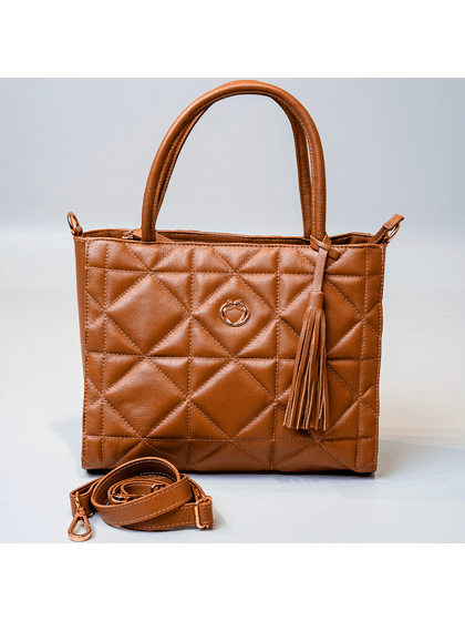 Bolsa Tote Caramelo Couro Metalassê - SAGIAN