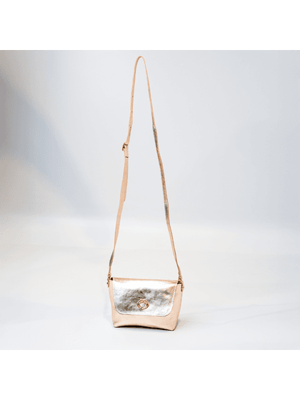 Bolsa Tiracolo Dourada Em Couro Pequena - SAGIAN