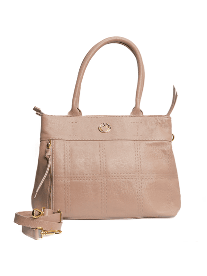 Bolsa Tiracolo Bege Couro Alça Removível Grande - SAGIAN