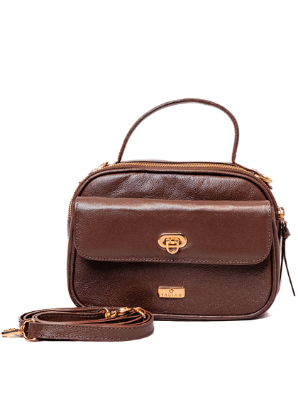 Bolsa Tiracolo Marrom Couro Mikaele - SAGIAN