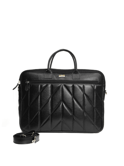 Pasta Preta Em Couro Matelassê Grande - SAGIAN