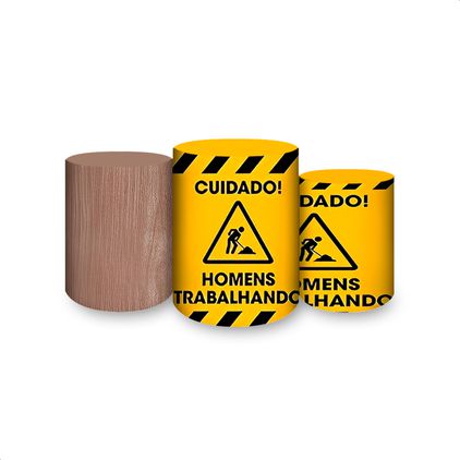 Trio Capas Cilindros Sublimados Tema Construção 1204
