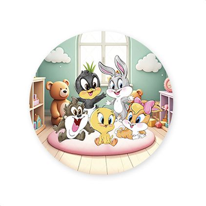 Capa Painel Redondo Tema Baby Looney Tunes 4296