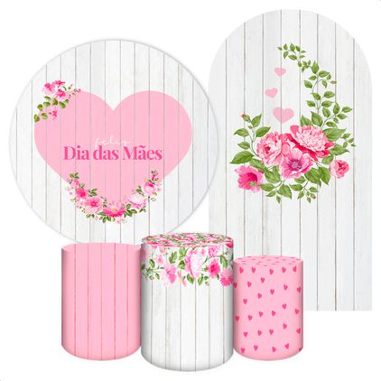 Kit 5 peças Capa Romano Veste Fácil+ Capa Redonda+ Trio Capas Cilindro Sublimados Tema Dia das Mães 2182