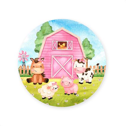 Capa Painel Redondo Sublimados Tema Fazendinha 588