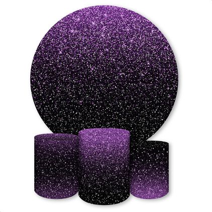 Capa Painel + Trio Capas Cilindros Sublimados Tema Glitter Roxo 2143