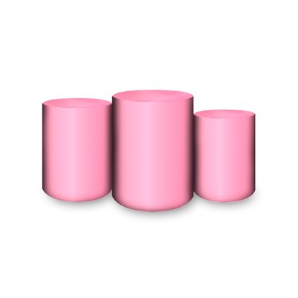 Trio Capas Cilindros Sublimados Tema Metalizado Rosa