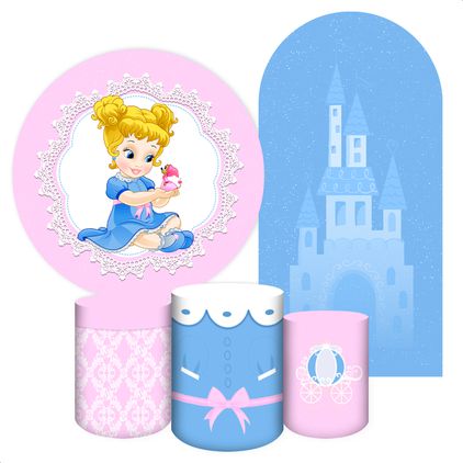 Kit 5 peças Capa Romano Veste Fácil+ Capa Redonda+ Trio Capas Cilindro Sublimados Tema Princesa Cute 2015