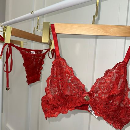 Conjunto lingerie Yasmin renda vermelho - TRITUÊ