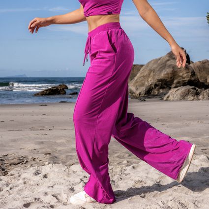 Calça Pantalona Fucsia Glow casual inverno - TRITUÊ