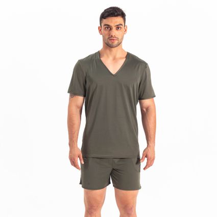 Pijama Homewear H.A. curto militar gola V - TRITUÊ