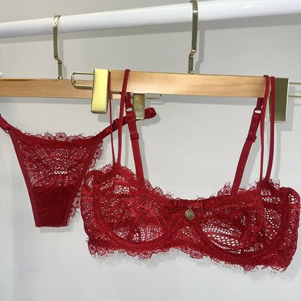 Conjunto lingerie Kate renda vermelho Trituê - TRITUÊ