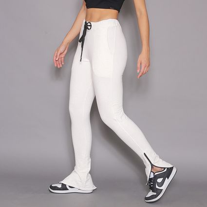 Calça jogger Aurora moletinho off white C/ zíper - TRITUÊ