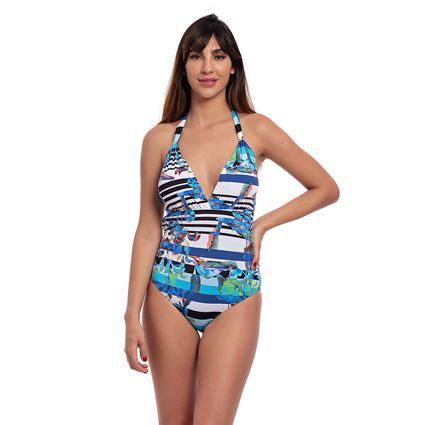 Body Olga Print Blue - TRITUÊ