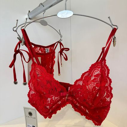 Conjunto lingerie Yasmin renda vermelho - TRITUÊ