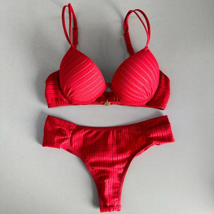 Conjunto lingerie Cecile Vermelho Plissado - TRITUÊ