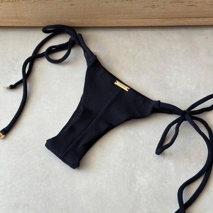 Calcinha fio duplo Acapulco textura preto Trituê - TRITUÊ