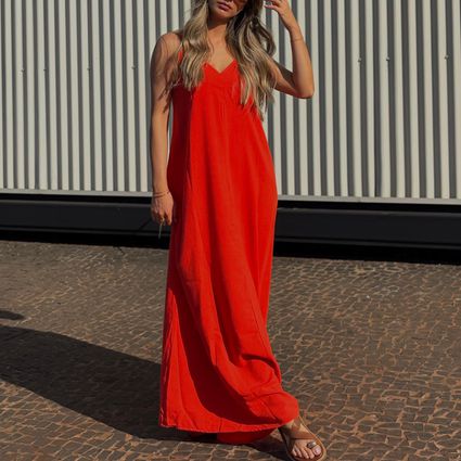 Vestido Munique Linho Tangerina Trituê - TRITUÊ